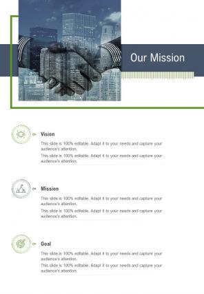 Our Mission Logistics Service Proposal Template One Pager Sample Example Document