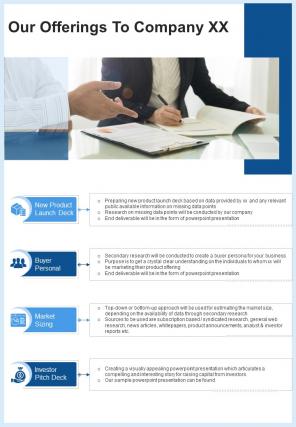 Our Offerings To Company Xx Consulting Proposal One Pager Sample Example Document