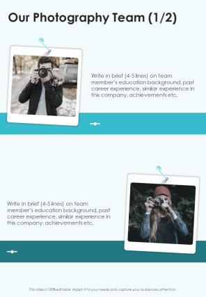 Our Photography Team Business Event Photography Proposal Template One