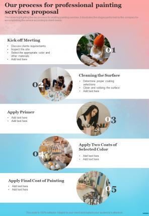 Our Process For Professional Painting Services Proposal One Pager Sample Example Document