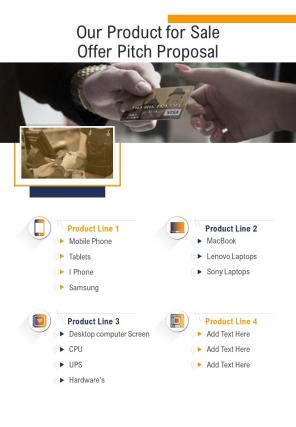 Our Product For Sale Offer Pitch Proposal One Pager Sample Example Document