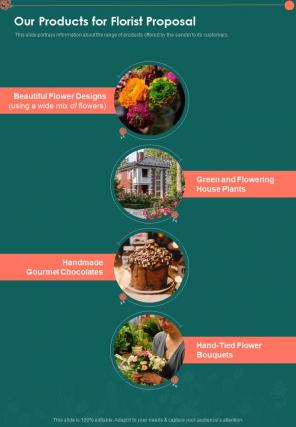 Our Products For Florist Proposal One Pager Sample Example Document