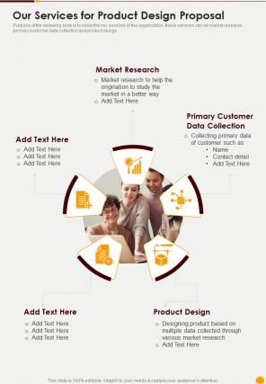 Our Services For Product Design Proposal One Pager Sample Example Document