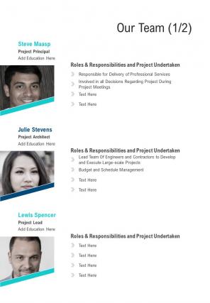 Our Team Contractor Services Proposal One Pager Sample Example Document