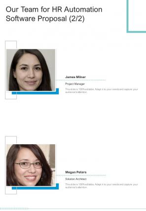 Our Team For HR Automation Software Proposal One Pager Sample Example Document