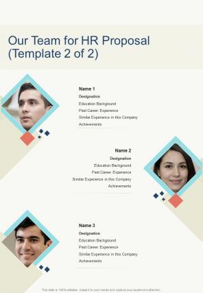 Our Team For HR Proposal Template One Pager Sample Example Document