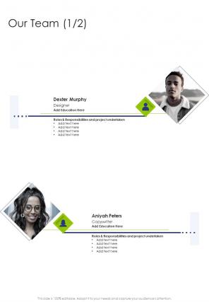 Our Team Marketing Strategy Proposal One Pager Sample Example Document