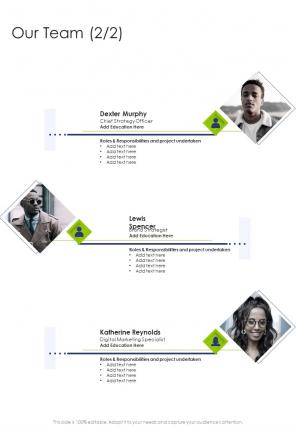 Our Team Marketing Strategy Proposal One Pager Sample Example Document