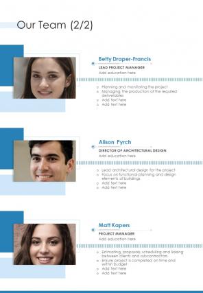 Our Team Real Estate Proposal One Pager Sample Example Document
