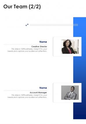 Our Team Sample Business Proposal One Pager Sample Example Document
