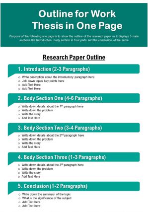 Outline for work thesis in one page presentation report infographic ppt pdf document