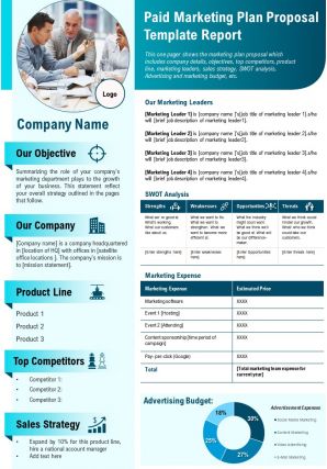 Paid marketing plan proposal template report presentation report infographic ppt pdf document