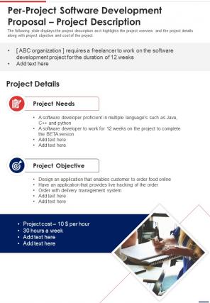 Per Project Software Development Proposal Project Description One Pager Sample Example Document