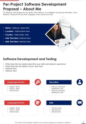 Per project software development proposal sample document report doc pdf ppt