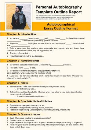 Personal autobiography template outline report presentation report infographic ppt pdf document
