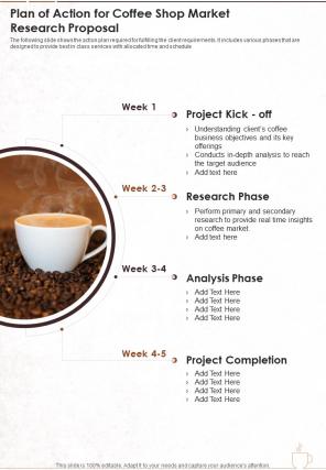 Plan Of Action For Coffee Shop Market Research Proposal One Pager Sample Example Document