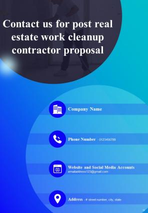 Post Real Estate Work Cleanup Contractor Proposal Report Sample Example Document