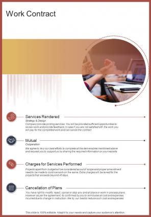 Printing Proposal Template Work Contract Contd One Pager Sample Example Document