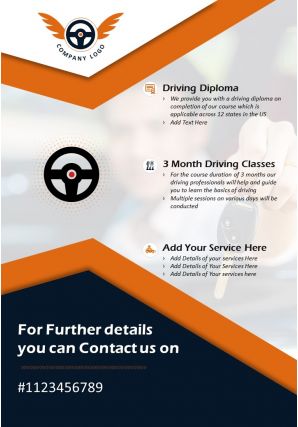 Private driving school two page flyer template