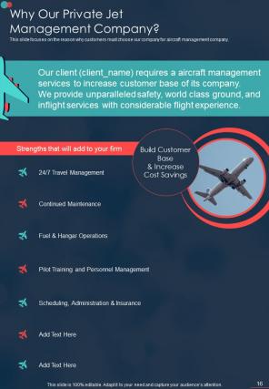 Private Jet Management Company Proposal Report Sample Example Document