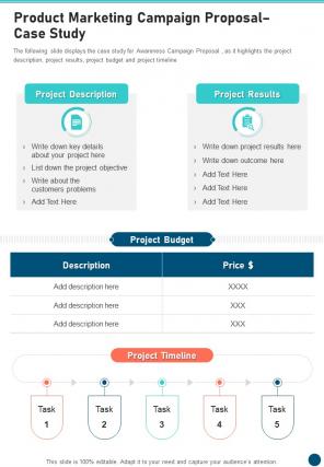 Product Marketing Campaign Proposal Case Study One Pager Sample Example Document