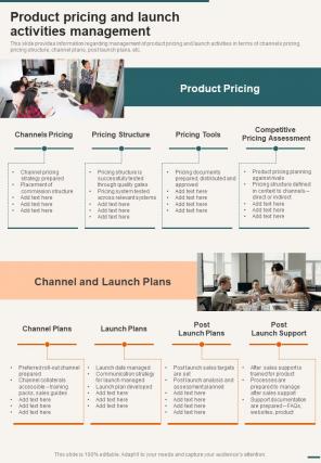 Product Pricing And Launch Activities Management One Pager Sample Example Document
