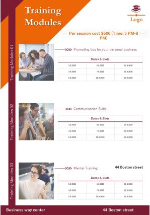 Professional development and training school four page brochure template
