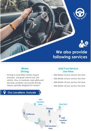 Professional driving school four page brochure design template