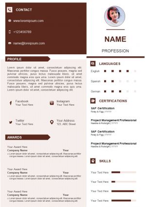 Professional personal summary cv resume powerpoint template