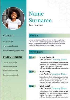Professional resume powerpoint template design for job search