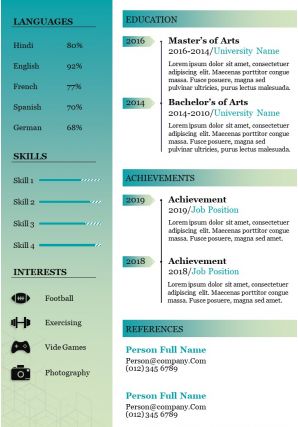 Professional resume powerpoint template design for job search