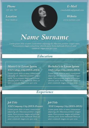 Professional resume visual cv a4 size template for professionals