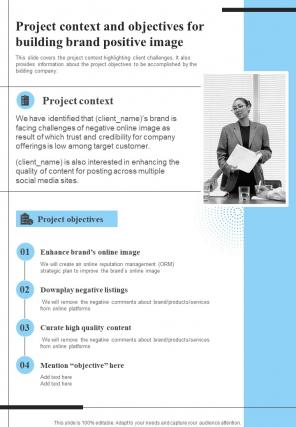 Project Context And Objectives Building Brand Positive One Pager Sample Example Document
