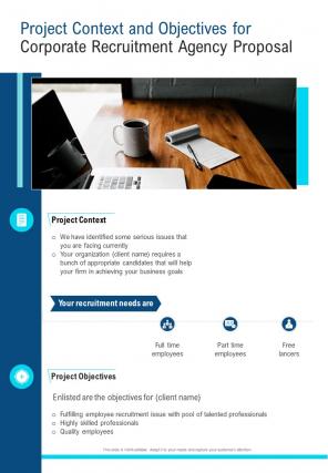 Project Context And Objectives For Corporate Recruitment Agency One Pager Sample Example Document