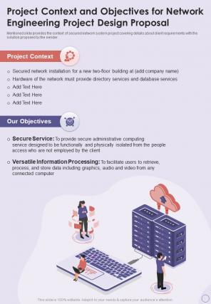 Project Context And Objectives For Network Engineering Project One Pager Sample Example Document