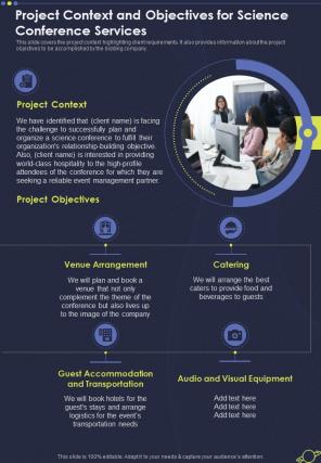 Project Context And Objectives For Science Conference One Pager Sample Example Document