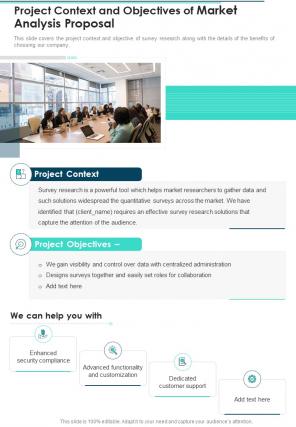 Project Context And Objectives Of Market Analysis Proposal One Pager Sample Example Document