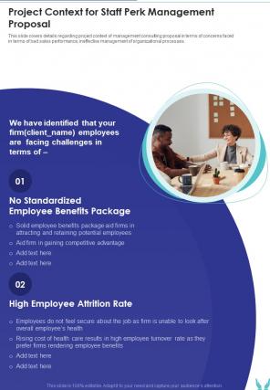Project Context For Staff Perk Management Proposal One Pager Sample Example Document
