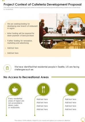 Project Context Of Cafeteria Development Proposal One Pager Sample Example Document