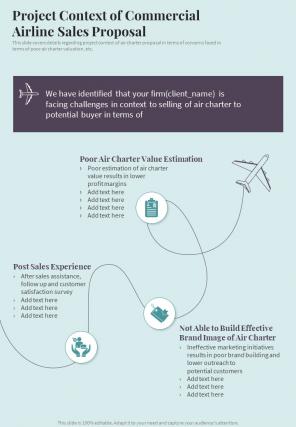 Project Context Of Commercial Airline Sales Proposal One Pager Sample Example Document