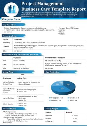 Project management business case template report presentation ppt pdf document