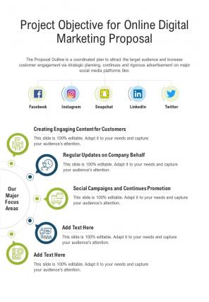 Project Objective For Online Digital Marketing Proposal One Pager Sample Example Document
