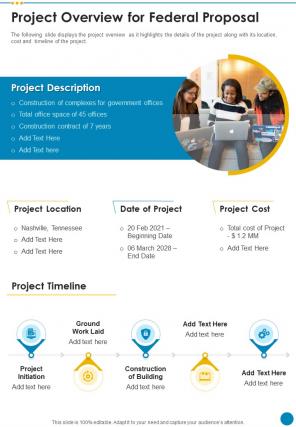 Project Overview For Federal Proposal One Pager Sample Example Document