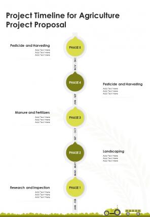 Project Timeline For Agriculture Project Proposal One Pager Sample Example Document