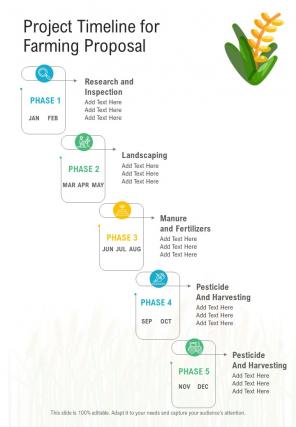 Project Timeline For Farming Proposal One Pager Sample Example Document