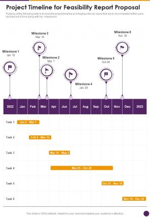 Project Timeline For Feasibility Report Proposal One Pager Sample Example Document