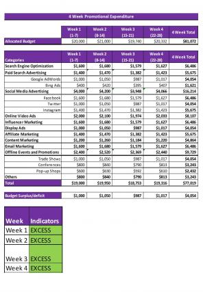 Promotional Expenditure Excel Spreadsheet Worksheet Xlcsv XL Bundle V Slides Adaptable