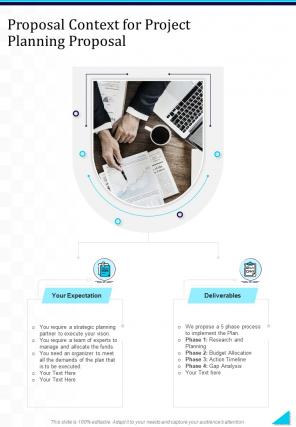 Proposal Context For Project Planning Proposal One Pager Sample Example Document