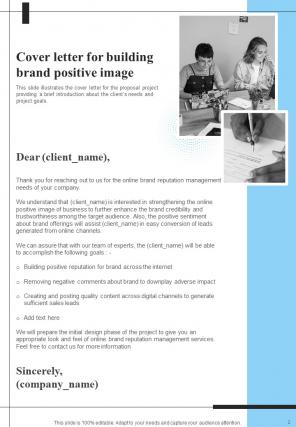Proposal For Building Brand Positive Image Report Sample Example Document Slides Colorful