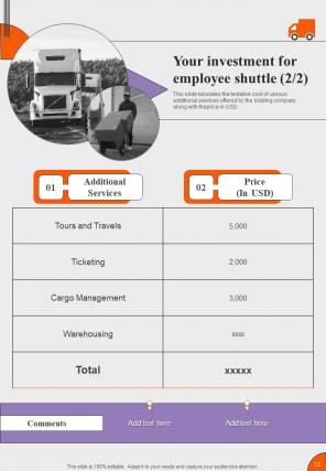 Proposal For Employee Shuttle Report Sample Example Document Customizable Professional